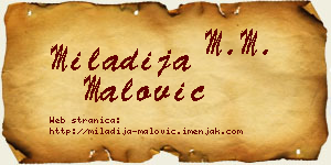 Miladija Malović vizit kartica